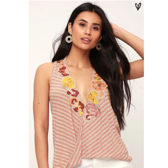 FREE PEOPLE Frida Floral Striped Drape Tank Top - Picture 5 of 16